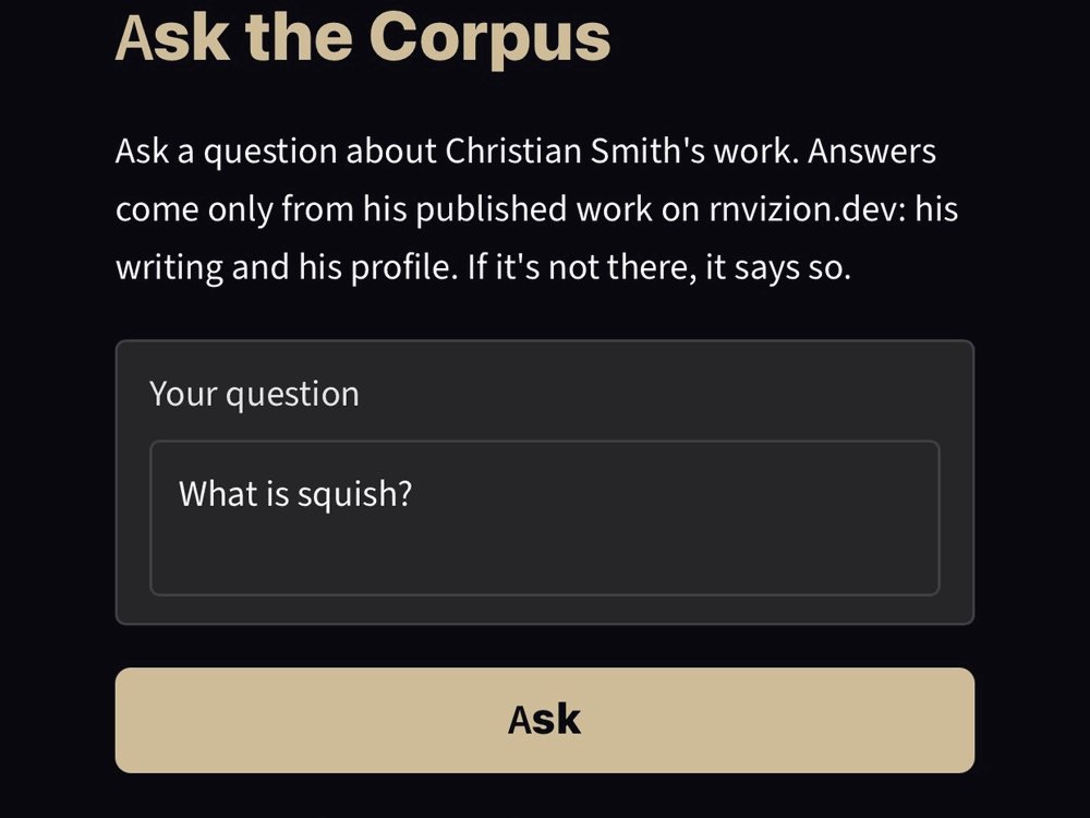 Ask the Corpus live demo screenshot